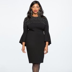 Eloquii Black Pearl Trumpet Sleeve Dress